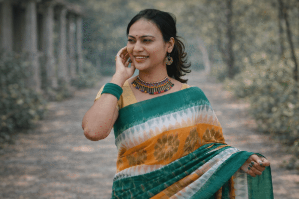 Premium double ikkat sambalpuri cotton saree